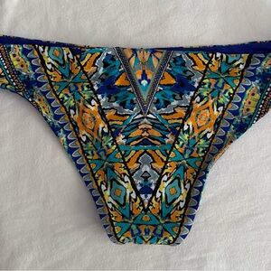 Bar III Blue and Yellow Printed Women’s Swim Bottoms